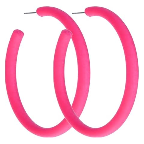 Neon Pink Hoop Earrings for Women Cover