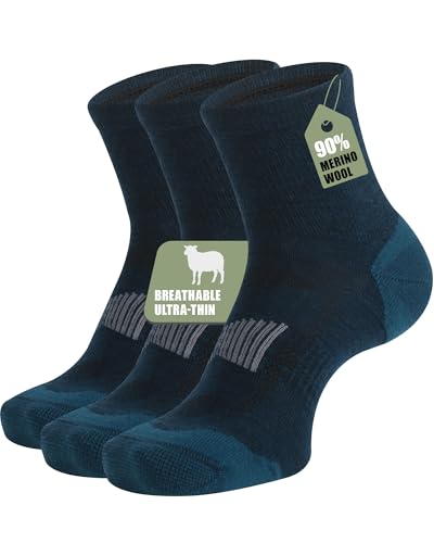 Image of 90% Merino Wool Socks for Men and Women,Casual Breathable Soft,3 Pairs,XLarge,Blue