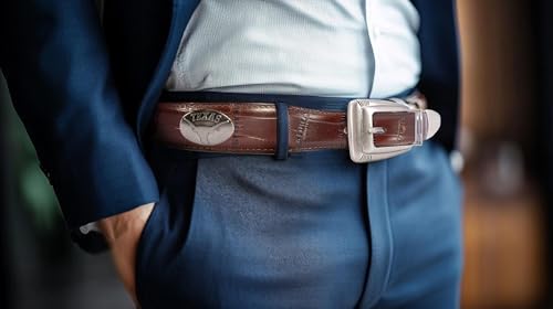 ZEP-PRO NCAA Texas Longhorns Men's Croc Leather Belt – Embossed Full Grain Brown Strap With Emblem Conchos – 1.25" Wide Collegiate Accessory With Silver Tip, Size 442