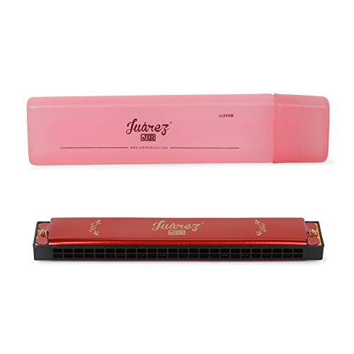 Image of JUAREZ Junior JJ24HR 24 Holes Harmonica Key of C Scale | Mouth Organ | Cover - Aluminium | Comb - Abs | Reed - Brass Red