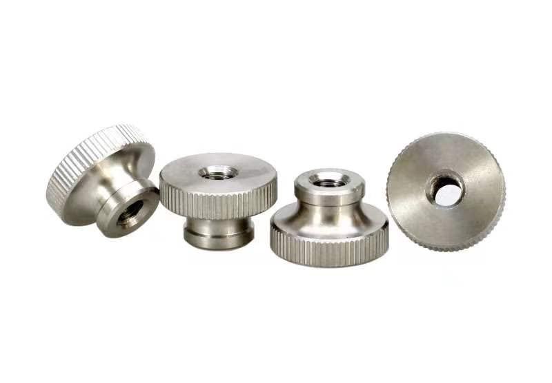 M2 Knurled Thumb Nuts High Type, Alloy Steel, Nickel, 50 Pieces, Silver