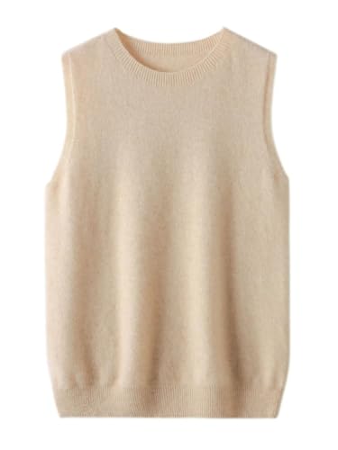 Womens Sleeveless Crewneck Pullover Sweater Merino Wool Casual Waistcoat Female Knitwear Tops3