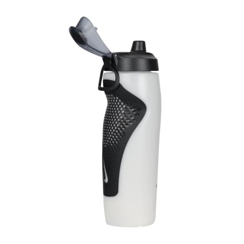 Image of Nike REFUEL BOTTLE LOCKING LID 24 OZ - WHITE /BLACK /HYPER CRIMSON IRIDESCENT, 709 ML