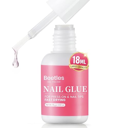 Image of Beetles Super Strong Nail Glue for Press On Nails, Nail Tips, Acrylic Nails, 18ML Hema Free No Uv Light Needed Nail Bond Brush in Nail Glue for Press Ons, Fake Nails, Long Lasting for Beginners