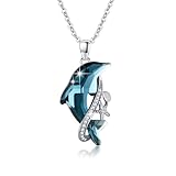 COZBUTY Blue Crystal Dolphin Necklace for Women Ocean Themes Dolphin Jewelry for Women Dolphin Gifts for Mom Dolphin Gifts on Holiday Birthday Christmas Halloween Valentine's Day