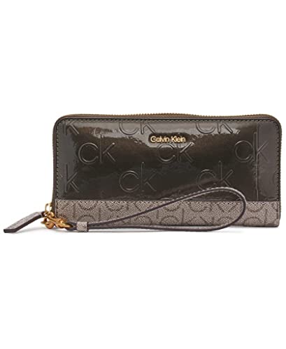 Image of Calvin Klein Key Item Saffiano Continental Zip Around Wallet with Wristlet Strap