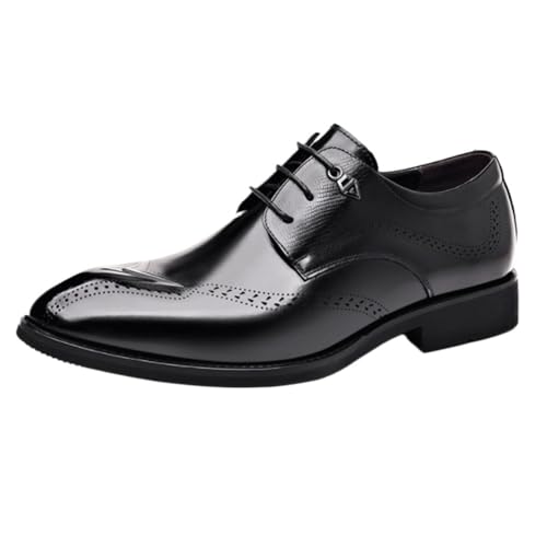 Luxury Oxford Dress Shoes for Men Lace-up Vegan Leather Non Slip Block Heel Anti-Slip Business Fashion Pointed Toe