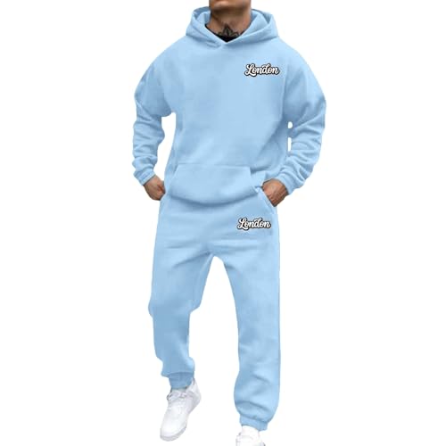 Survêtement à capuche décontracté pour le quotidien ensemble homme confortable bleu ciel