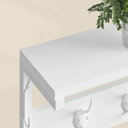 HOOBRO Perchero de Pared, Estante de Pared, Colgador Pared con 7 Ganchos Perchero y Estante, para Pasillo, Entrada, Dormitorio, Blanco EWT16YM01 - imagen 8