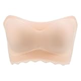 Necalisi Bandeau-BH Hellgelb Trägerloser BH ohne Buegel Push Up Große Brüste Rückenfreier BH Komfort BH büstenhebe Damen 90 D