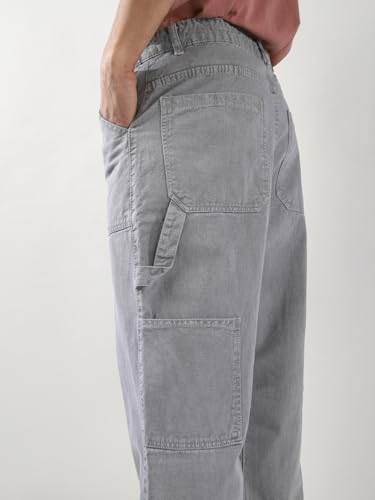 Image of Urbano Fashion Men's Loose Mid Rise Baggy Fit Cargo Carpenter Jeans with 6 Pockets Non-Stretchable