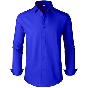 Men's Dress Shirts Regular Fit Solid Long Sleeve Formal Shirt Business Casual Button Down Shirts 4X-Large Tall 00097_royal Blue