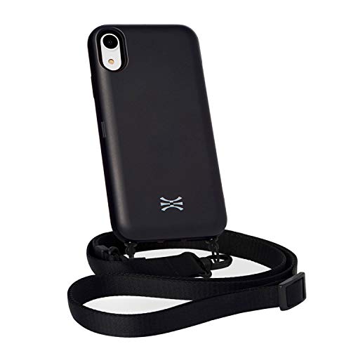 TORU CX Cross iPhone Xr Wallet Case Black with Hidden Credit Card Holder ID Slot Hard Cover, Crossbody Strap & Mirror for Apple iPhone Xr (2018) - Matte Black