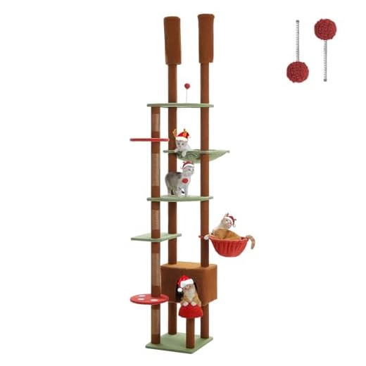 PEQULTI Mushroom Cat Tree Adjustable Height