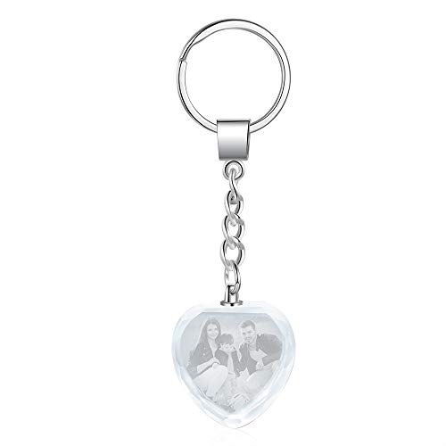Personalized photo keychain with Artificial Crystal Customized Photo Keyring for Anniversary Birthday Valentine's Day Gift