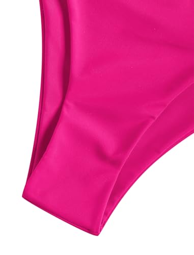 Image of ZAFUL Women's High Cut Bandeau Bikini Set Strapless Solid Color 2 Pieces Bathing Suit Swimsuit