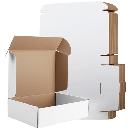 Hguba 12x9x4 Inches Shipping Boxes Set of 25, White Corrugated Cardboard Box, Mailer Boxes for Small Business