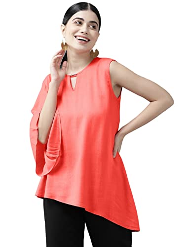 muhuratam Women’s Regular Fit Tunic Shirt (TP-W-M-12115_Gajri L)