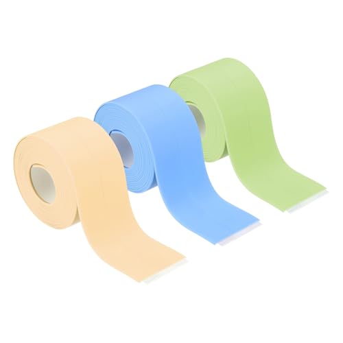 sourcing map 3 rollos de cinta adhesiva impermeable autoadhesiva, tira selladora para baño, bañera, inodoro, cocina, encimera, suelo, protector de bordes de pared, azul, verde, beige, 1.5 x 10.5 pies
