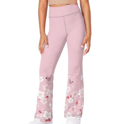 Image of Girls Flare Leggings 5-14T Cute Bell Bottoms for Girl Yoga Pants for Gym