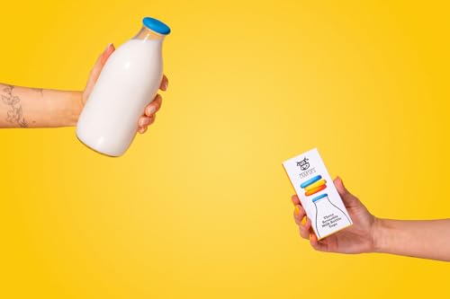 MOOPOPS - Mixed 3 pack of reusable silicone tops specifically designed to fit standard UK one pint glass milk bottles. Dishwasher and fridge safe. Don't toil with the foil!