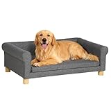 PawHut Modern Dog Couch Bed, Pet Sofa for Medium to Large Dogs or Cats, Elevated Pet Couch Sleeping Bed with Removable Seat Cushion, Dark Gray