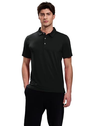Image of MIER Polo Shirts for Men Short Sleeve Dry Fit Performance Golf Tennis Active Collared Shirts, UPF 50+ Sun Protection