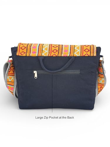 Image of The House of tara Handloom Fabric Messenger Bags for Women | Cotton Canvas Laptop Sling Bag Upto 15.6 Inches | Stylish Crossbody Sling Bag Comes with Flap Closure.