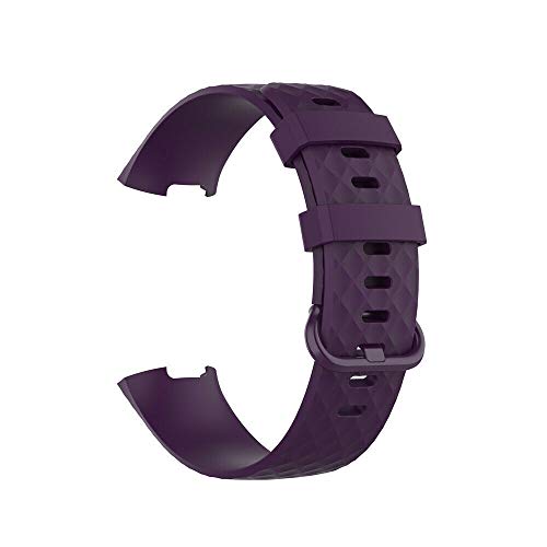 Vaporly UK Replacement Watch Strap for Fitbit Charge 3 / Charge 4 / Charge 3 SE Strap Standard Silicone Wristband Band Watch Wrist Straps (Small Purple)