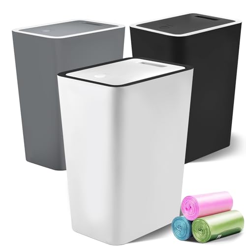 Lysam Small Trash Can, 3 Pack 4 Gallons Bathroom Garbage