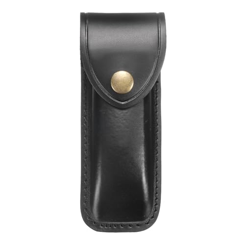 HARFINGTON Leather Knife Sheath 5.71' Leather Pocket Knife Sheath with Hole for Folding Knife Camping Hunting Outdoors, Black