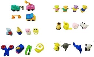 TRTO 12Pcs Cute Animal Construction Station Toy Gifts Rubber Pencil Eraser Party Set Kid Useful for Kids