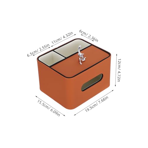 Boîte à mouchoirs en cuir avec rangement de bureau et porte-télécommande