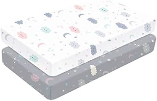 Yoofoss Cot Bed Sheets 2 Pack Baby Fitted Crib Sheets 50x90cm 70x140cm Microfiber Mattress Protector for Boys and Girls Soft, Breathable and Durable