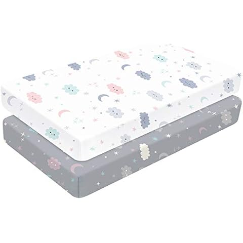 Yoofoss Cot Bed Sheets 2 Pack Baby Fitted Crib Sheets 50x90cm 70x140cm Microfiber Mattress Protector for Boys and Girls Soft, Breathable and Durable Cover