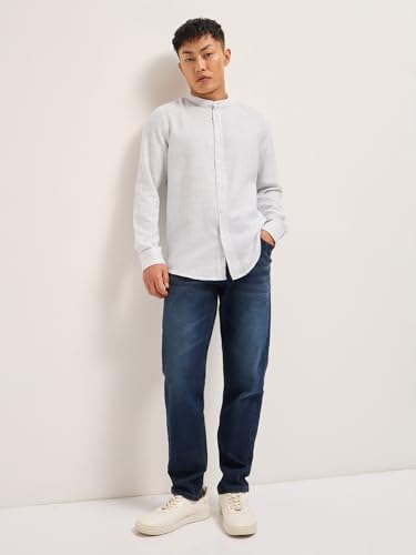 Image of THE Bear House Men's Cotton Solid Slim Fit Shirt Grey