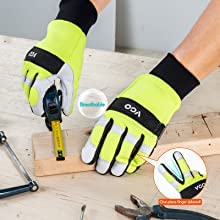 Vgo... 1-Pair Chainsaw Gloves,12-Layer Chainsaw Protection On Left Hand Back,Safety Goat Leather Work Gloves,Mechanic Gloves(Size L, Hi-Viz Green, Ga9767Cs) #TOP5