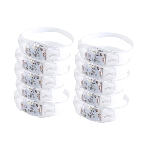 ljhnba Pack Of 10 Activated Bracelets Flashing Light Up Wristband Accessory Adjustable Size Wrist Bands Jewelry