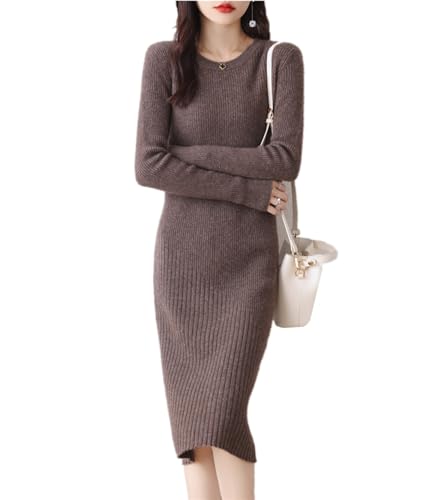 Ailaile Merino Wool Sweater Dress Women's O-Neck...