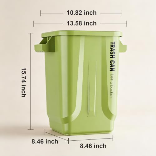 Image of Kitchen Trash Can, Plastic Square Trash bin,8 Gallon,Green