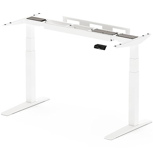 FLEXISPOT 昇降デスク E7H パソコンデスク スタンディングデスク 電動 メーカー5年保証 無段階高さ調節 耐荷重160kg デュアル静音モーター搭載 人間工学 メモリー機能付き USB機能付き 配線整理(足(白), 天板なし)