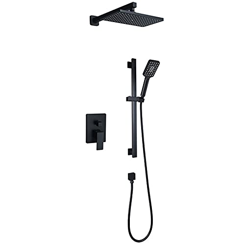 Système de douche de pluie noire ensemble de douche en laiton à poignée