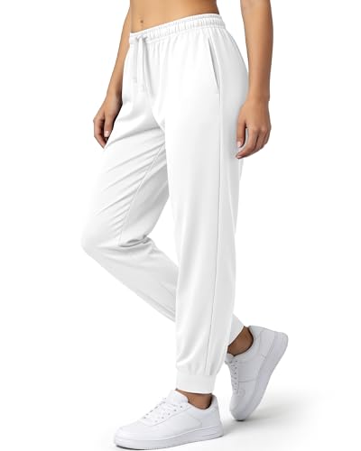 Othedrich Womens Joggers with Pockets Loose Fit Sweatpants Lightweight Athletic Lounge Pants for Workout Running Yoga Travel White