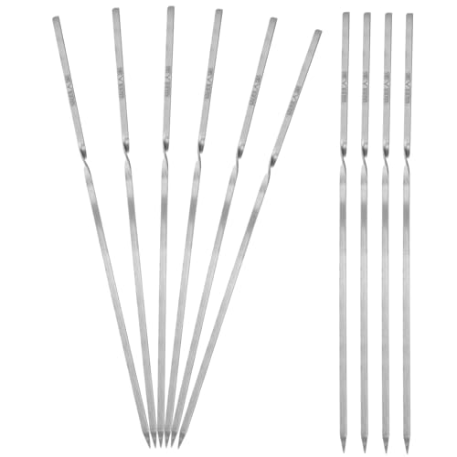 Mipcase Grill Toer Bbq Spiedini Set 10pcs Spiedini di Metallo per Grigliare Bastoncini di Spiedo in Acciaio Inox Lavabili in Lavastoviglie per Barbecue Antipasto