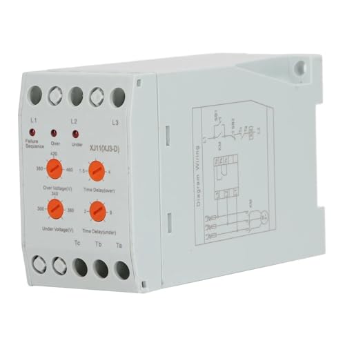 Phase Sequence Protector Easy Installation AC380V Voltage Monitoring Relay 2 Sets NO NC Contacts for Industrial Control System