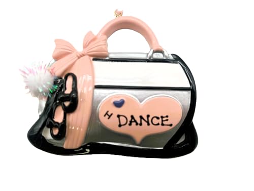 I Love Dance Christmas Ornament – Holiday Tree Decoration Ballerina Gift for Dancers, Ballet, Jazz, Tap or Hip-Hop Enthusiasts, Pink Dance Bag Holiday Keepsake (Pink Black)