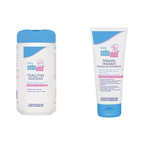 Sebamed - Baby Toallitas Oleosas, 70 unid + Baby Pomada Tratante para escoceduras Alivio eficaz frente la dermatitis del pañal, 100 ml