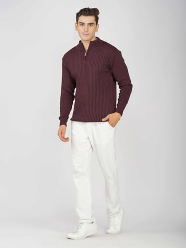 Image of LOQUE Men's Wool Blend Selection Sweater Half Zip High Neck Pullover Warm Casual Winter Wear for Office and Travel