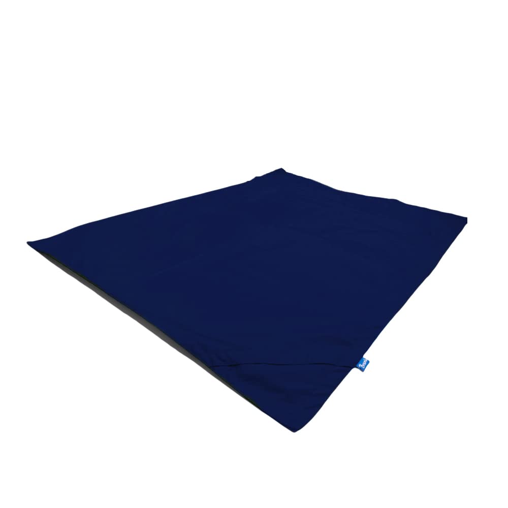 Bruni Housse de pouf amovible (bleu-gris) avec housse intérieure – Housse de pouf pour tous les poufs rectangulaires de 180 x 140 cm, housse de pouf XXL pour l'intérieur et l'extérieur, sans