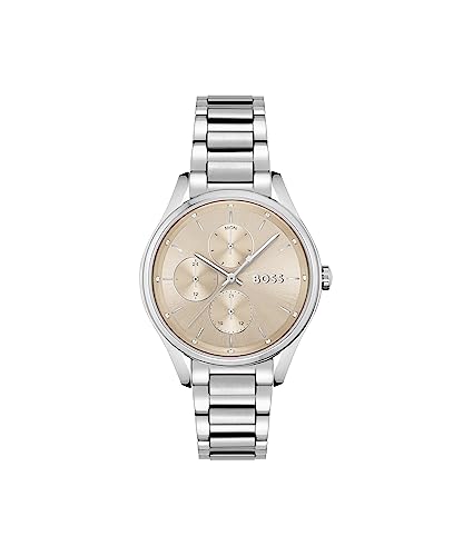 Hugo Boss Stainless Steel Grand Course Analog Rose Gold Dial Women Watch-1502604, Silver Band (B095382X86) Amazon Price History, Amazon Price Tracker